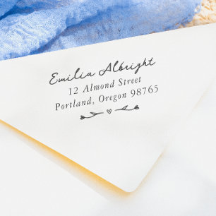 Whimsical Vintage Hand Drawn Return Address Self-inking Stamp