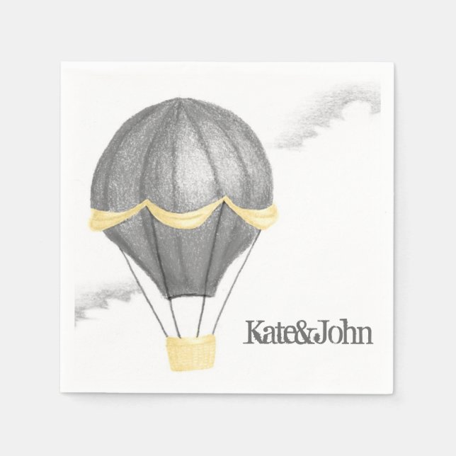 Whimsical Vintage Hot Air Balloon Napkins (Front)