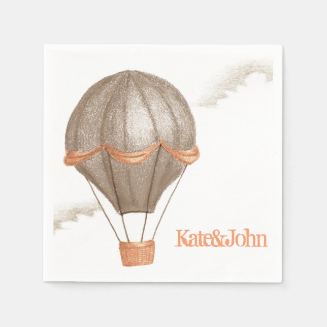 Whimsical Vintage Hot Air Balloon Napkins (Front)