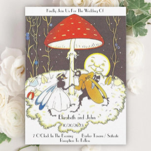 Whimsical Vintage Illustration Wedding Invitation