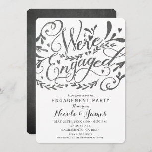 Whimsical Vintage Lettering Chalk Engagement Party Invitation