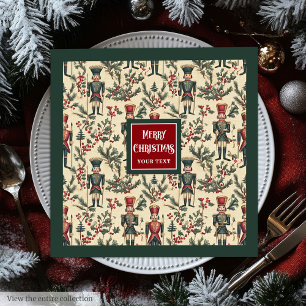 Whimsical vintage nutcracker napkins in muted hues