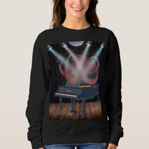 Whimsical Vintage Octopus kraken Piano Womens  Sweatshirt