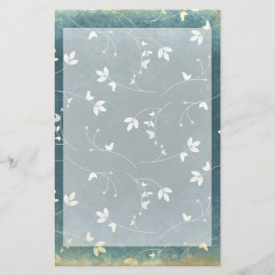 Whimsical Vintage Pattern with Birds and Leaves Stationery