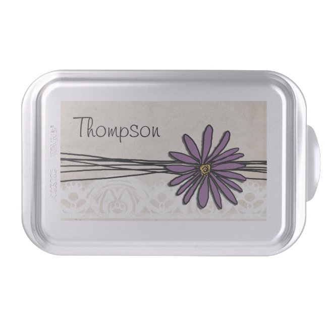 Whimsical Vintage Purple Daisy Cake Pan (Front)