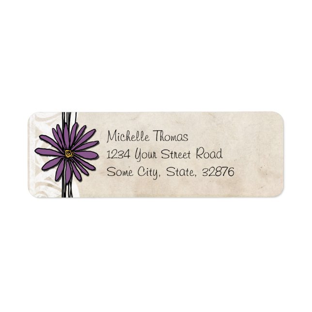 Whimsical Vintage Purple Daisy Label (Front)