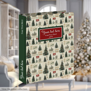 Whimsical vintage watercolor Christmas planner 3 Ring Binder