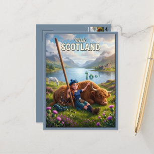 Whimsical Visit Scotland 3D Nessie Postcard