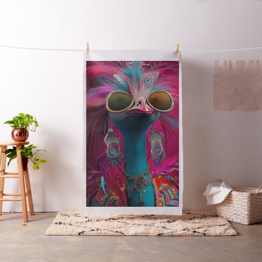 Whimsical Wackadoodle Pink Blue Feathers 1 yard Fabric