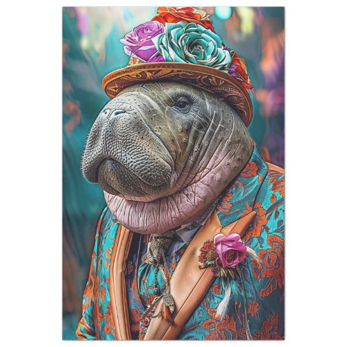 Whimsical Walrus Hippo Decoupage  Tissue Paper