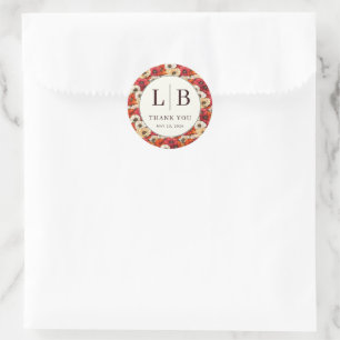 Whimsical Warm Floral Gratitude Classic Round Sticker