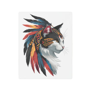 Whimsical Warrior: White Cat in Tribal art