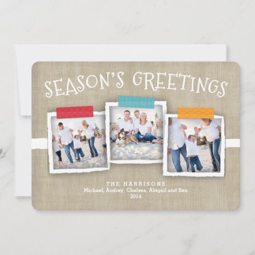 Whimsical Washi Tape Photo Seasons Greeting Invitation
