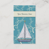 Whimsical Water and Sailboat Nautical Business Card