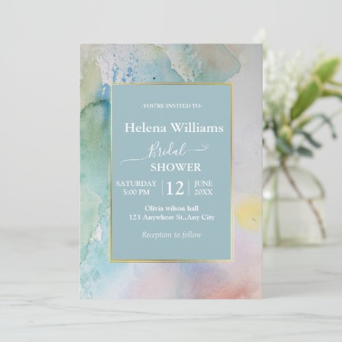 Whimsical Watercolor abstract Summer Wedding  Invitation