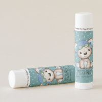 Whimsical Watercolor Airplane Pilot Teddy Bear Lip Balm