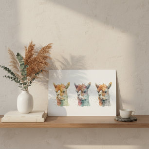  Whimsical Watercolor Alpacas  Metal Print