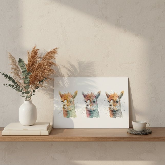  Whimsical Watercolor Alpacas  Metal Print (Creator Uploaded)