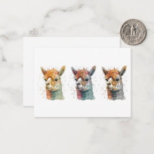 Whimsical Watercolor Alpacas Note Card