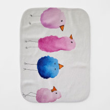 Whimsical Watercolor Baby Birds Burp Cloth