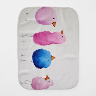 Whimsical Watercolor Baby Birds Burp Cloth