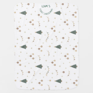 Whimsical Watercolor Baby Dragon First Christmas Blanket