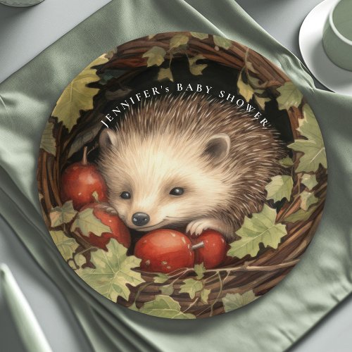Whimsical Watercolor Baby Hedgehog Baby Shower  Paper Plates