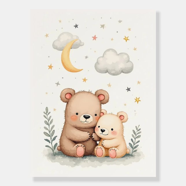 Whimsical Watercolor Bear Nursery Illustration Foam Board (Front)