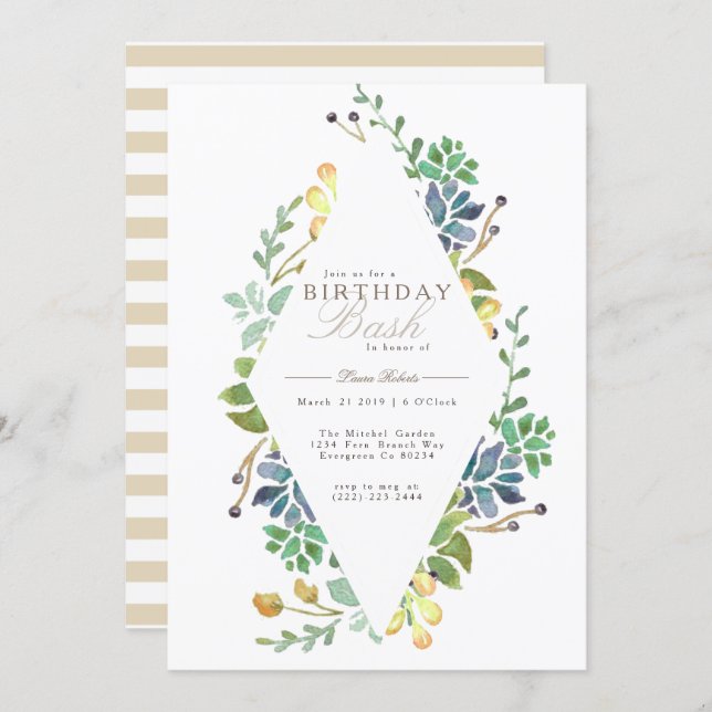 Whimsical Watercolor | Birthday Party Invite (Front/Back)