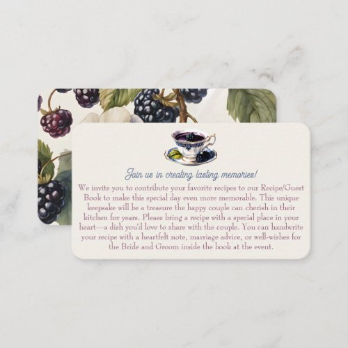 Whimsical Watercolor Blackberry Recipe Request Enclosure Card