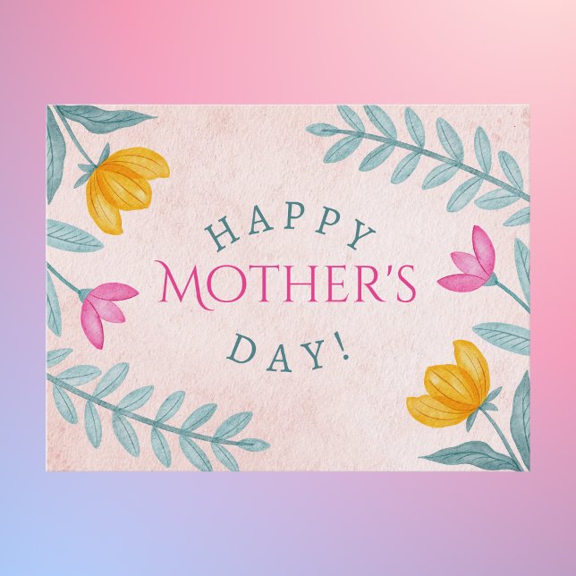 Whimsical Watercolor Bloom Mother’s Day Postcard (Creator Uploaded)