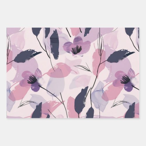 Whimsical Watercolor Blooms Wrapping Paper Sheets