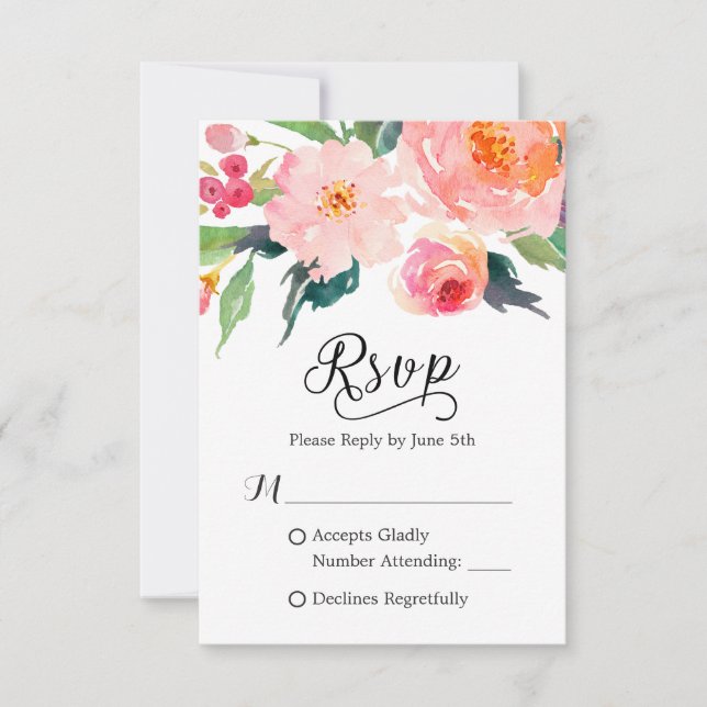 Whimsical Watercolor Botanical RSVP Response (Front)