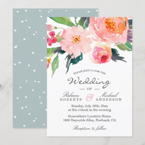 Whimsical Watercolor Botanical Wedding Invitation