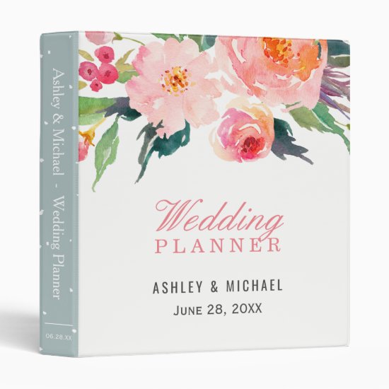 Whimsical Watercolor Botanical Wedding Planner Binder