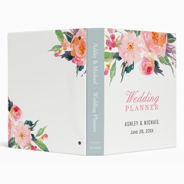 Whimsical Watercolor Botanical Wedding Planner Binder (Background)