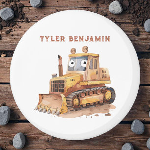 Whimsical Watercolor Bulldozer Magnet