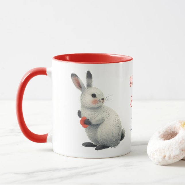 Whimsical Watercolor Bunny Easter Mug (With Donut)