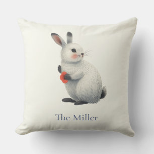 Whimsical Watercolor Bunny Easter Throw Pillow