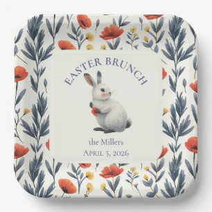 Whimsical Watercolor Bunny Meadow Easter Brunch Paper Plates