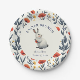 Whimsical Watercolor Bunny Meadow Easter Brunch Paper Plates