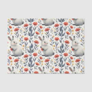 Whimsical Watercolor Bunny Meadow Easter Brunch Tissue Paper