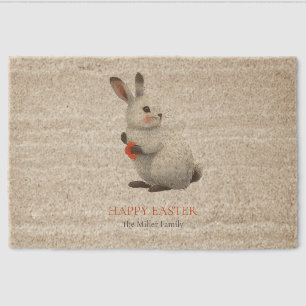 Whimsical Watercolor Bunny Meadow Easter Fiber Doormat