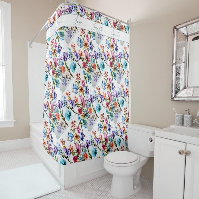 Whimsical Watercolor Butterflies Shower Curtain (In Situ)