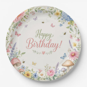 Whimsical Watercolor Butterfly Bee Ladybug Party Paper Plates