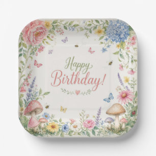 Whimsical Watercolor Butterfly Bee Ladybug Party Paper Plates