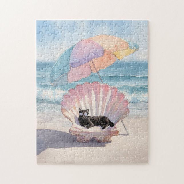 Whimsical Watercolor Cat Puzzle (Vertical)