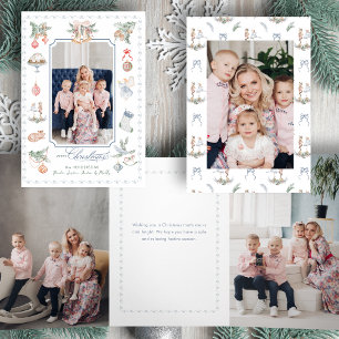 Whimsical Watercolor Christmas Elements Photo Tri-Fold Card