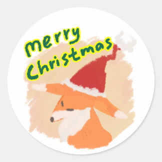 Whimsical Watercolor Christmas Fox Gift Sticker