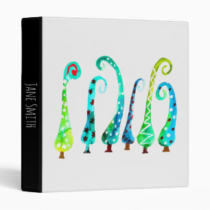 Whimsical watercolor christmas trees 3 ring binder